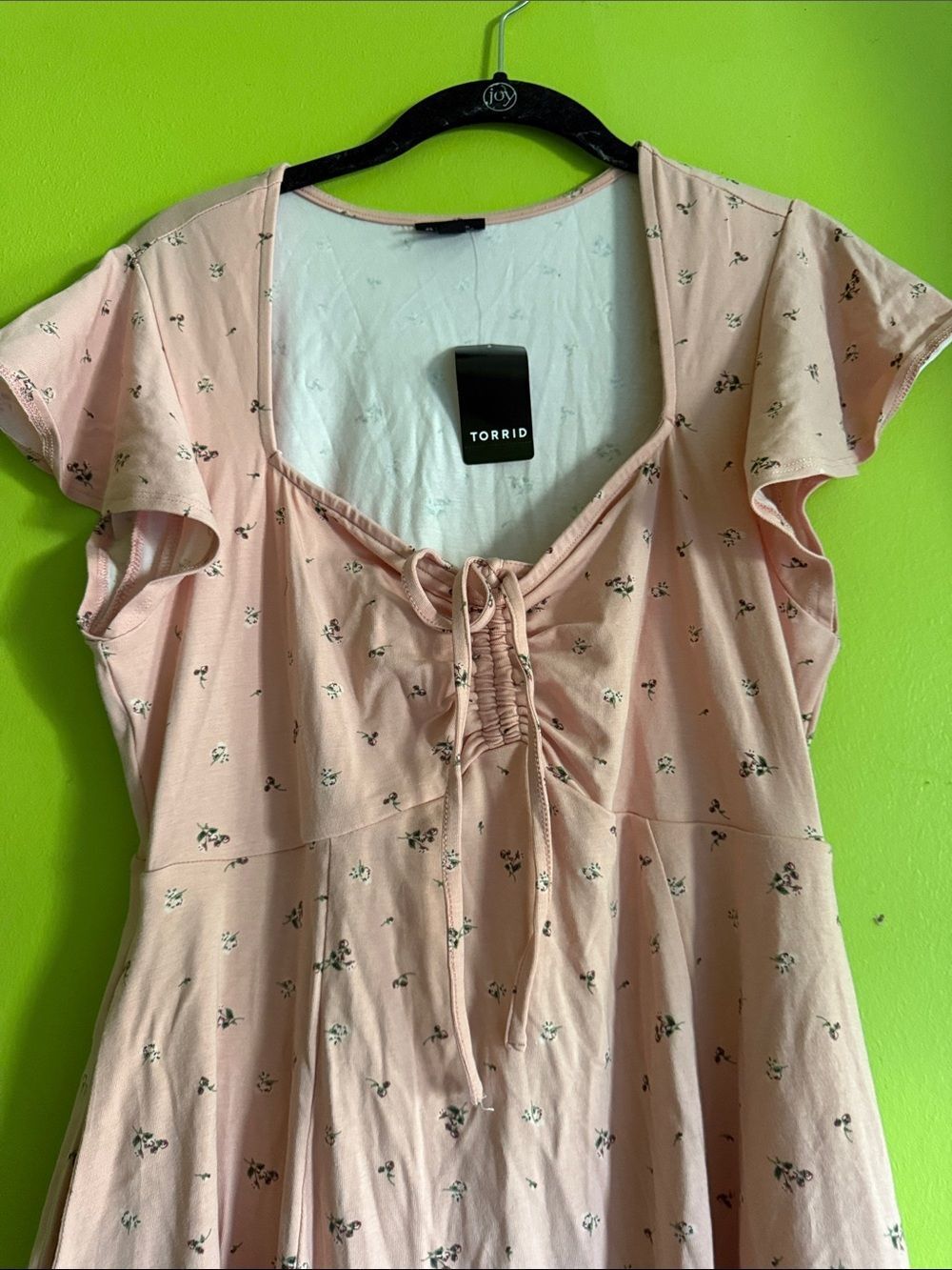 NWT Torrid Peach Floral Cottagecore Boho Stretch Midi Dress Size 00 M/L 10 - Picture 2 of 7